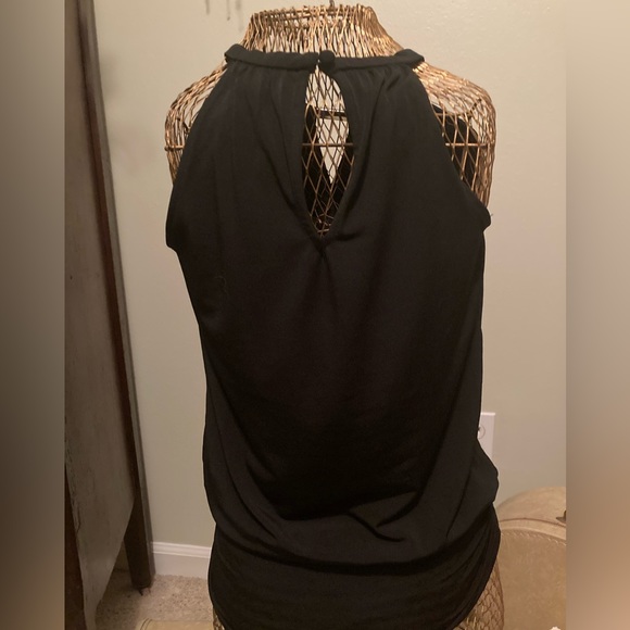 White House Black Market Classic Sleeveless Wrap Top with Silver Detail - Picture 6 of 8